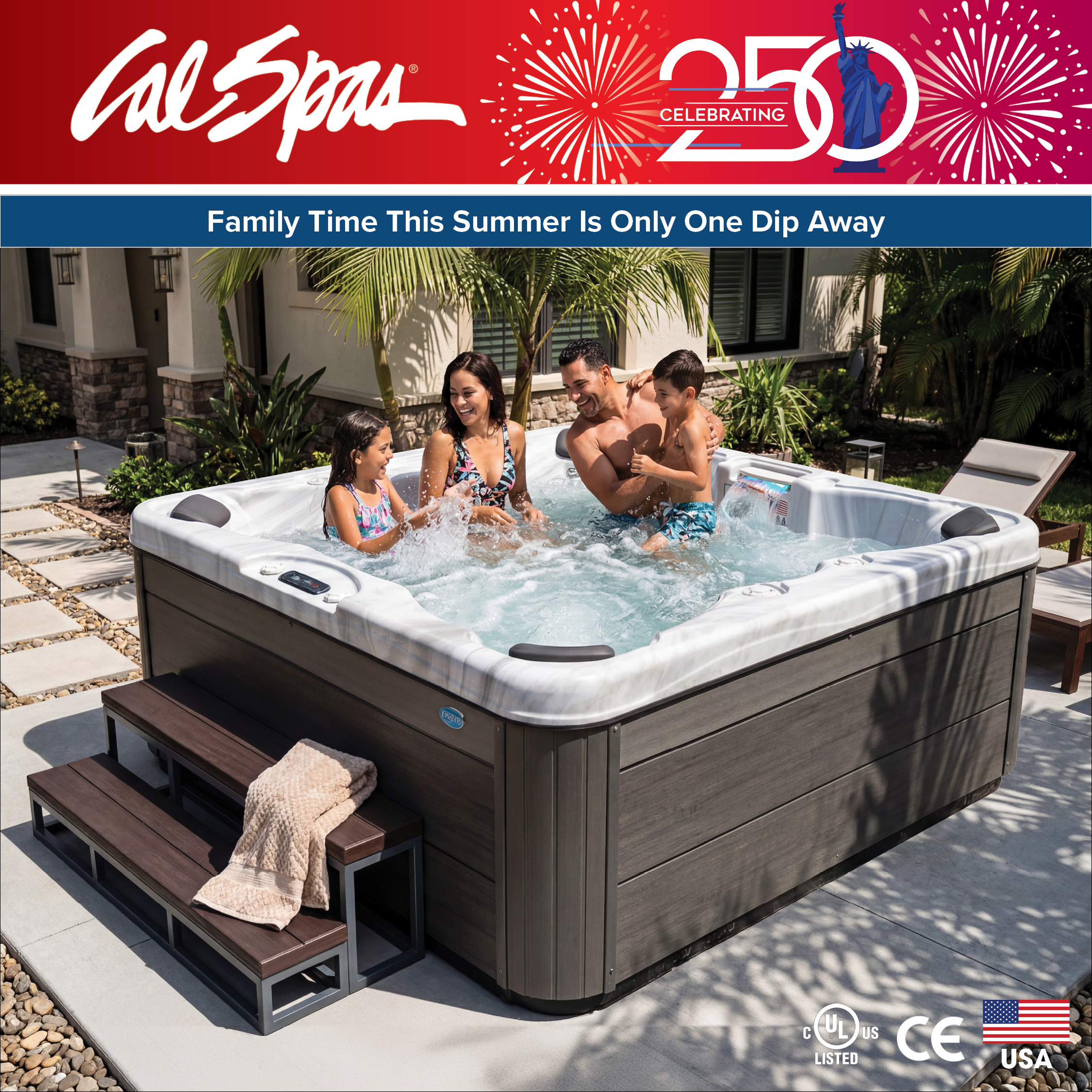 Calspas hot tub being used in a family setting - Joplin